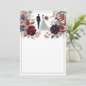 Bruid en bruidegom Elegant Blank Bloemen Bruiloft Kaart (Staand voorkant)