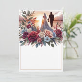 Bruid en bruidegom Elegant Blank Bloemen Bruiloft Kaart (Staand voorkant)