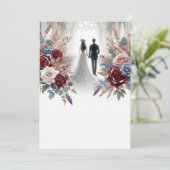 Bruid en bruidegom Elegant Blank Bloemen Bruiloft Kaart (Staand voorkant)