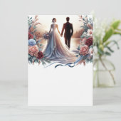 Bruid en bruidegom Elegant Blank Bloemen Bruiloft Kaart (Staand voorkant)