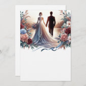 Bruid en bruidegom Elegant Blank Bloemen Bruiloft Kaart (Voorkant / Achterkant)