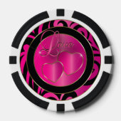 Bruid en bruidegom Elegant Pink Hearts Pokerchips (Voorkant)
