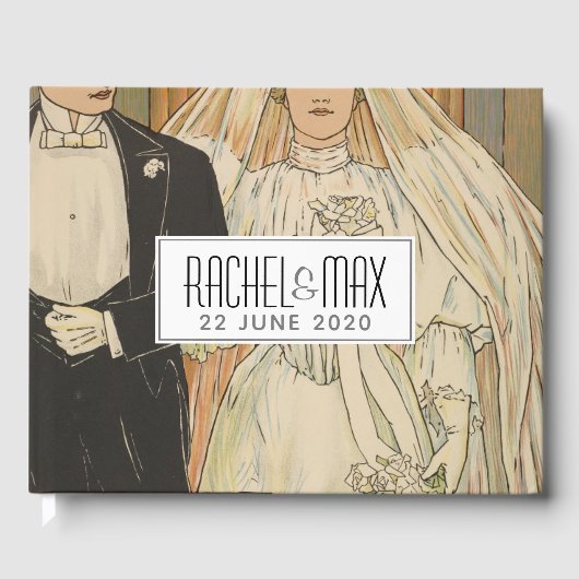 bruid en bruidegom elegante bruiloft gastenboek (Voorkant)