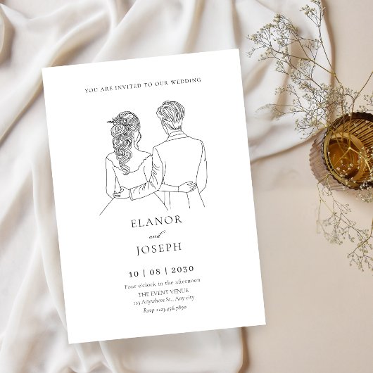 Bruid en bruidegom elegante bruiloft kaart