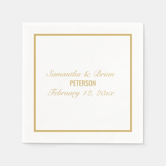 Bruid en bruidegom elegante gouden bruiloft servet (Voorkant)