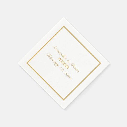 Bruid en bruidegom elegante gouden bruiloft servet (Hoek)