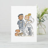 Bruid en bruidegom en honden kaart (Staand voorkant)