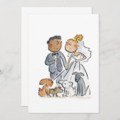 Bruid en bruidegom en honden kaart (Voorkant / Achterkant)