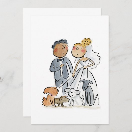 Bruid en bruidegom en honden kaart (Voorkant / Achterkant)