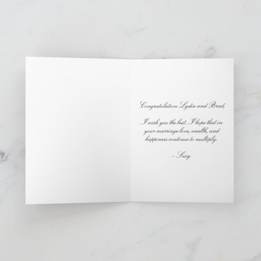 Bruid en Bruidegom Felicitatie met jullie huwelijk Kaart (Binnen)