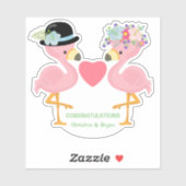 Bruid en bruidegom Flamingo Paar Contour Sticker (Vel)