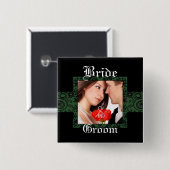 Bruid en Bruidegom Foto Knop Vierkante Button 5,1 Cm (Voorkant /achterkant)