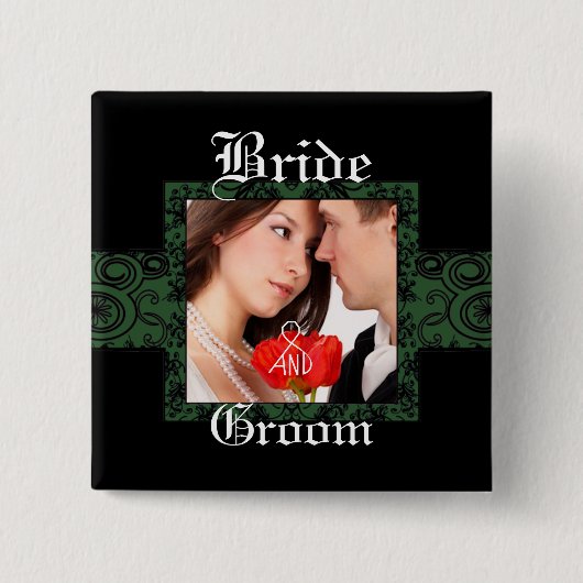 Bruid en Bruidegom Foto Knop Vierkante Button 5,1 Cm (Voorkant)
