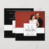 Bruid en bruidegom Foto Monogram Huwelijksuitnodig Kaart (Voorkant / Achterkant)