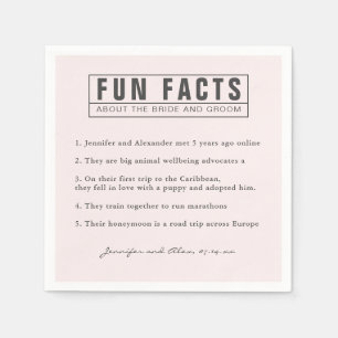 Bruid en bruidegom Fun Facts Blush Pink Paper Servet
