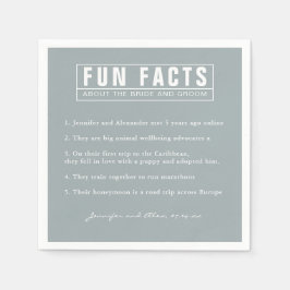 Bruid en bruidegom Fun Facts Dusty Blue Paper Servet
