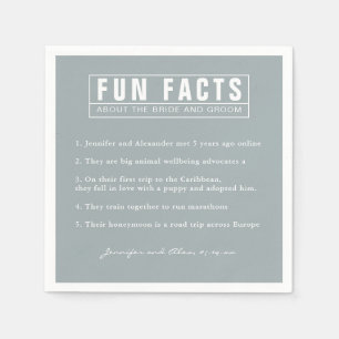 Bruid en bruidegom Fun Facts Dusty Blue Paper Servet