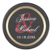 Bruid en bruidegom gepersonaliseerde herinnering hockey puck (Voorkant)