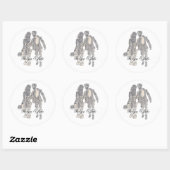 Bruid en bruidegom gepersonaliseerde namen elegant ronde sticker (Vel)