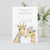 Bruid en bruidegom Giraffe bruiloft RSVP (Staand voorkant)
