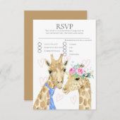 Bruid en bruidegom Giraffe bruiloft RSVP (Voorkant / Achterkant)