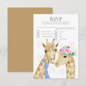 Bruid en bruidegom Giraffe bruiloft RSVP Kaartje (Voorkant / Achterkant)