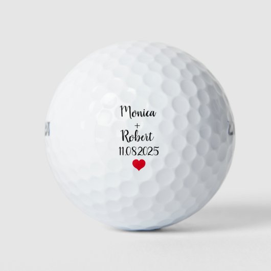 Bruid en Bruidegom Golfer Naam Huwelijksscript Golfballen (Voorkant)