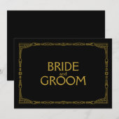 "Bruid en Bruidegom" Gouden Art Deco stijl trouwte Kaart (Voorkant / Achterkant)