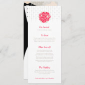 Bruid en bruidegom groene boeket rode trouw menu (Voorkant / Achterkant)