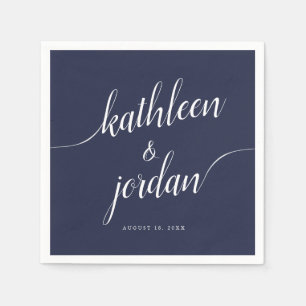 Bruid en bruidegom handgeschreven kalligrafie servet