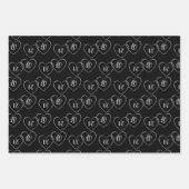 Bruid en bruidegom Hart Charms Zilver, Zwart Inpakpapier Vel (Voorkant)