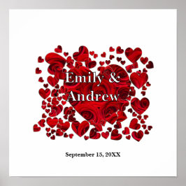 Bruid en bruidegom Hart Rozen Print