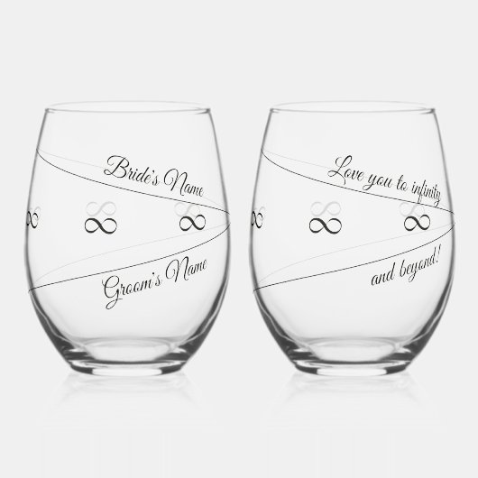 Bruid en bruidegom: "Heb je lief tot in het oneind Wijnglas Zonder Voet (Voorkant)