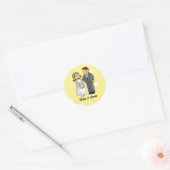 Bruid en Bruidegom Huwelijksviering Ronde Sticker (Envelop)