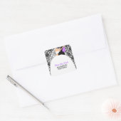 Bruid en bruidegom Illustratie Bruiloft Vierkante Sticker (Envelop)