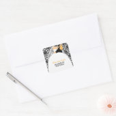 Bruid en bruidegom Illustratie Bruiloft Vierkante Sticker (Envelop)