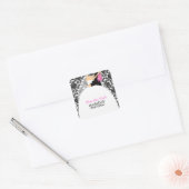 Bruid en bruidegom Illustratie Bruiloft Vierkante Sticker (Envelop)