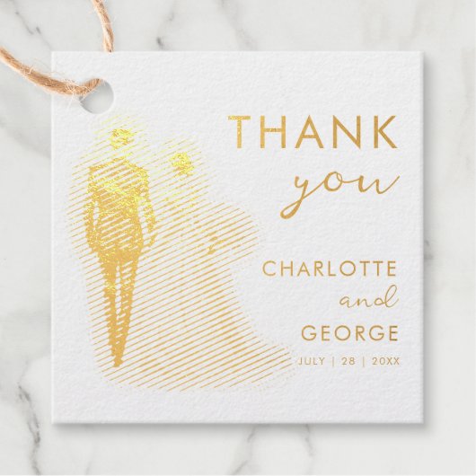 Bruid en bruidegom illustratie huwelijksgunsten bedankjes labels (Voorkant)