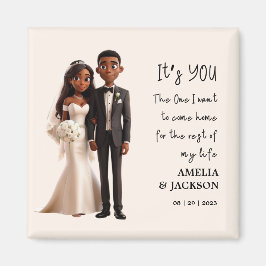 Bruid en bruidegom Illustratie met liefdescitaat Magneet