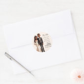 Bruid en bruidegom Illustratie met liefdescitaten Ronde Sticker (Envelop)