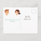 Bruid en bruidegom illustratie Save the Date Aankondigingskaart (Achterkant)