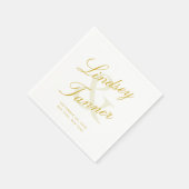 Bruid en bruidegom in elegant gouden script servet (Hoek)