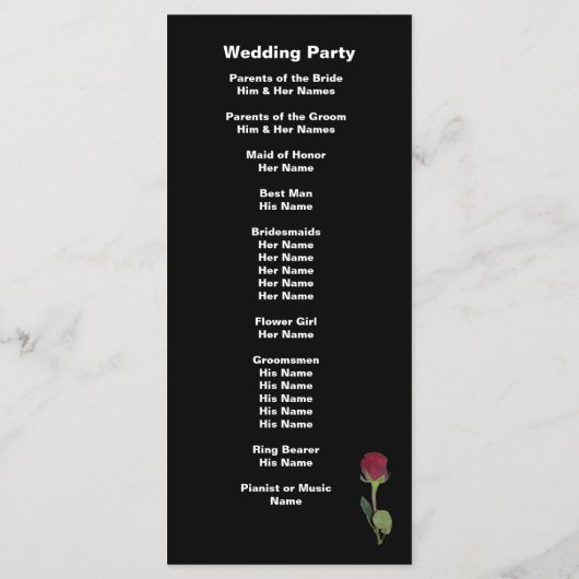 Bruid en bruidegom in Zonsondergang Huwelijksprogr Programmakaart (Achterkant)