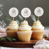 Bruid en bruidegom Initialen Wildflower Posy Monog Ronde Sticker