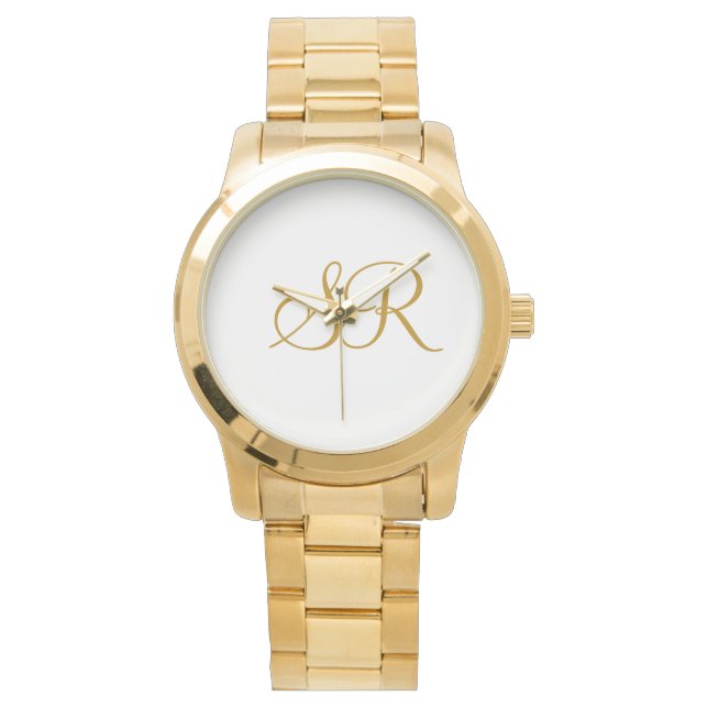 Bruid en Bruidegom Initiële Monogram Huwelijksaand Horloge (Voorkant)