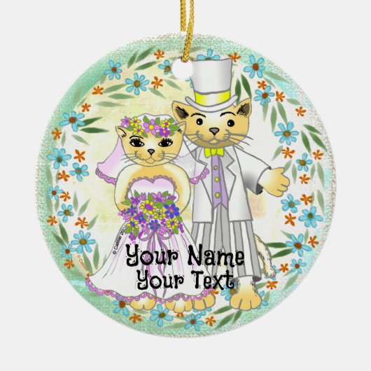Bruid en Bruidegom Kat Ornament (Voorkant)