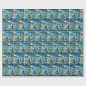 Bruid en bruidegom kikkers op Lily Pad Cadeaupapier (Vlak)