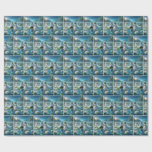 Bruid en bruidegom kikkers op Lily Pad Cadeaupapier (Vlak)