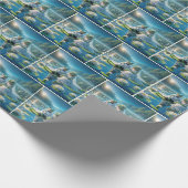 Bruid en bruidegom kikkers op Lily Pad Cadeaupapier (Hoek)