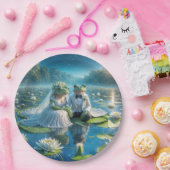 Bruid en bruidegom kikkers op Lily Pad Papieren Bordje (Feest)